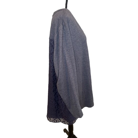 LOGO Lounge By Lori Goldstein GRAY Full Zip Cardigan Lace Back Plus Size 3X - Picture 4 of 9